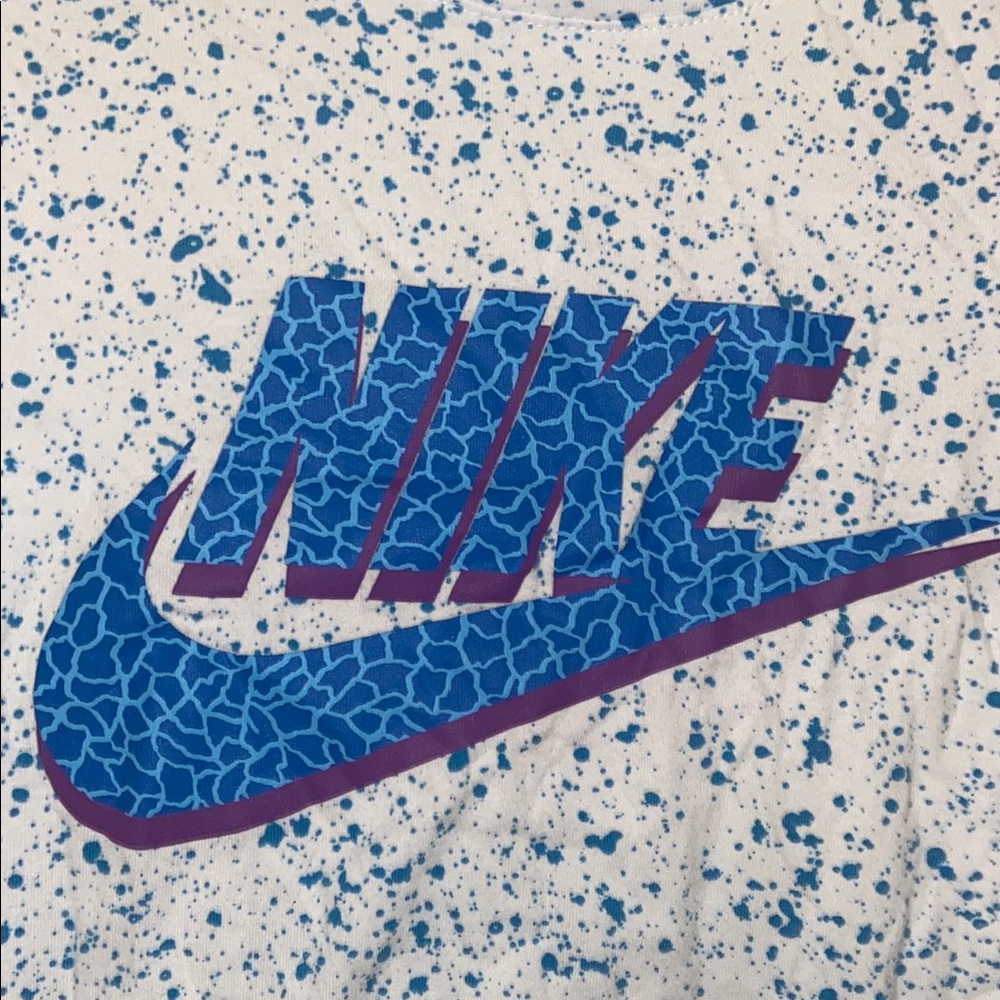 Nike White and Blue Paint Splatter Pattern LE T-Shirt Adult Size Medium 🔥 C2 - Picture 2 of 4